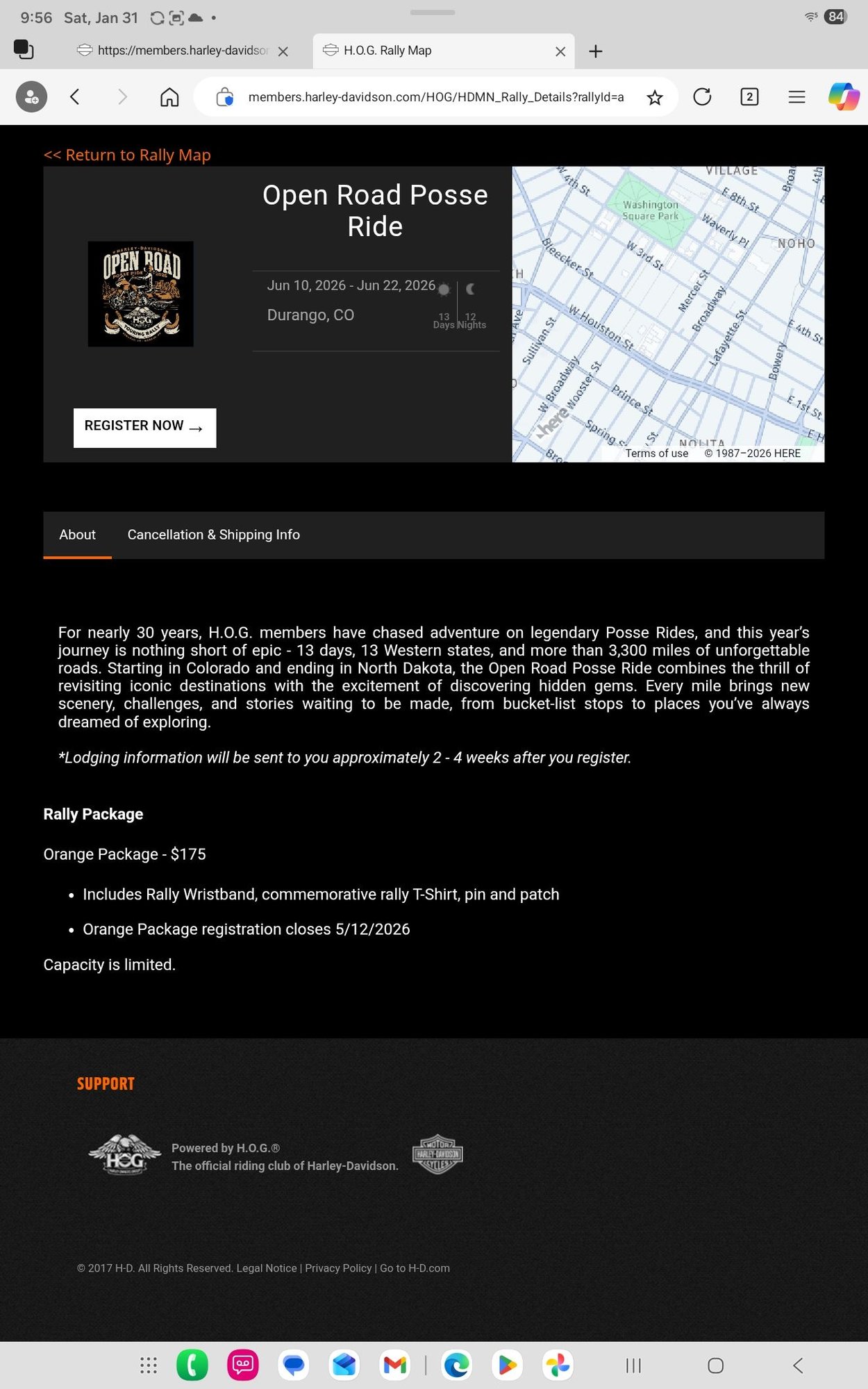 , Moto: HOG &ndash; Tourn&eacute;e Open Road Posse 2026